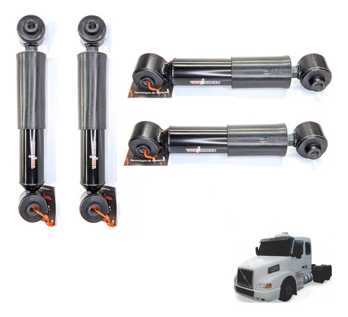 Kit 4 Amortecedor Traseiro/ Transversal Da Cabine Volvo Nh 