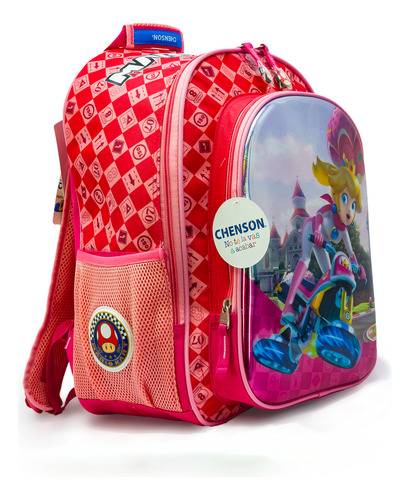 Mochila Para Niñas Chenson Original Happy Girl Para Primaria Rojo/rosa Princesa Peach Liso/estampado