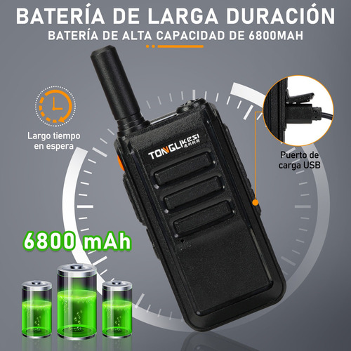 Walkie Talkie Radios De Comunicacion Largo Alcance Manos 2pc Color Negro