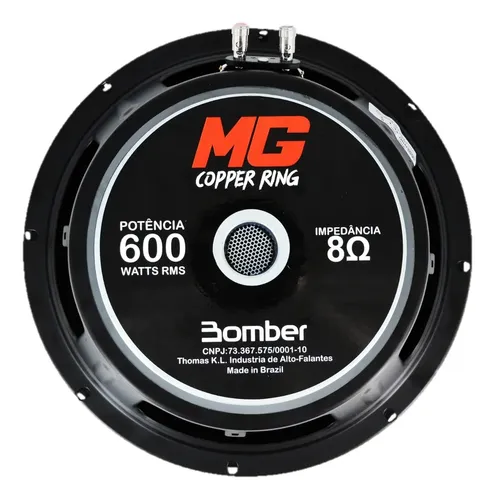Alto Falante Médio Grave Copper Ring 600w Bomber 8 Ohms 10