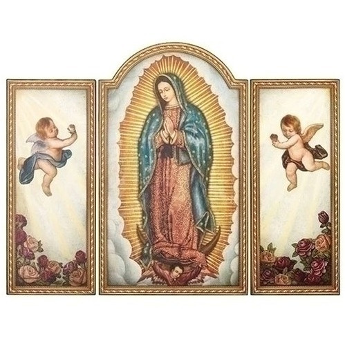 Virgen De Guadalupe Retablo Tríptico 66cm, Joseph's Studio