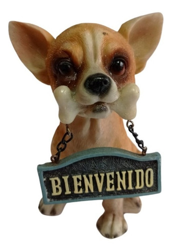 Perro Mediano Chihuahua Estatuilla Cartel Bienvenido 