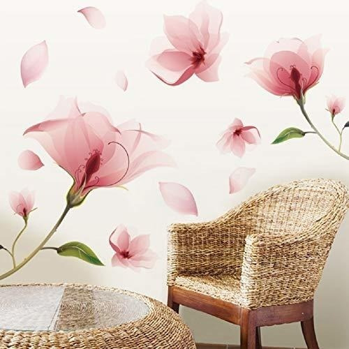 Vinilo Decorativo  Flores Rosadas Mural (0.73x2m)