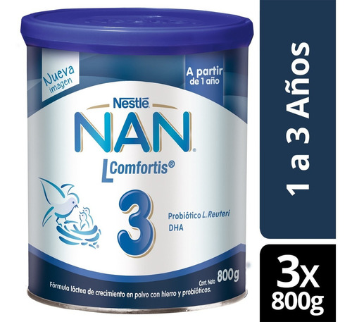 Leche Nan 3 L Comfortis 800gr Pack X3 Tarros