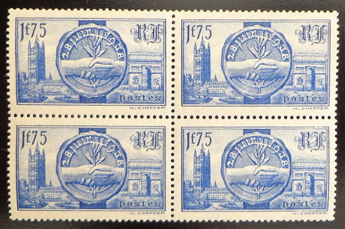 Francia, Cuadrito Yv. 400 Visita Reyes 1938 Mint L10132