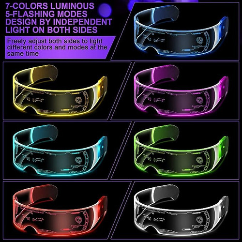 7 Colores Lentes Led Fiesta Gafas Cyberpunk Led Luminosa 2pz
