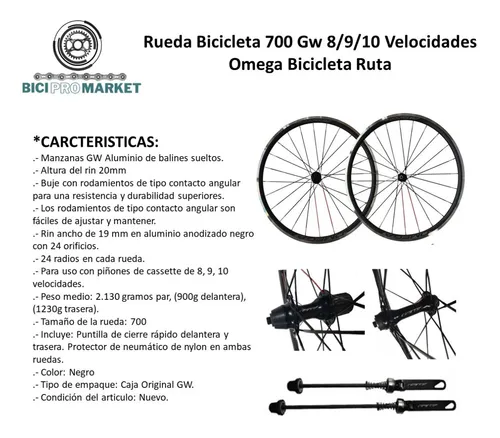 Rueda Bicicleta 700 Gw 8 9 10 V Omega Bicicleta Ruta Oferta