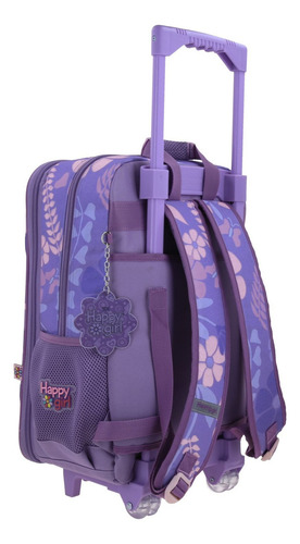 Mochila Grande Con Ruedas Chenson Happy Girl Bagster Niña Violeta Liso