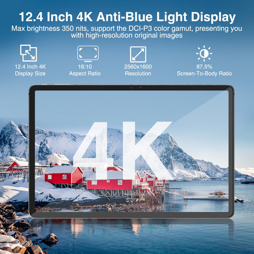Tableta Doogee T30 Max 12.4 Pulgadas 4k, Android 14 Tablet,