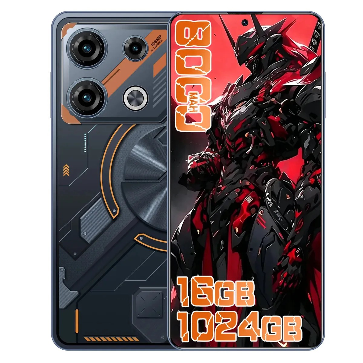 Celular Smartphone 5G 16GB+512GB Dimensity 9200 Android 16 8000mAh Tela 6,82 3840x2160 Câmera 108MP Traseira + 32MP Frontal Dual SIM GPS Bluetooth 5.4 Preto