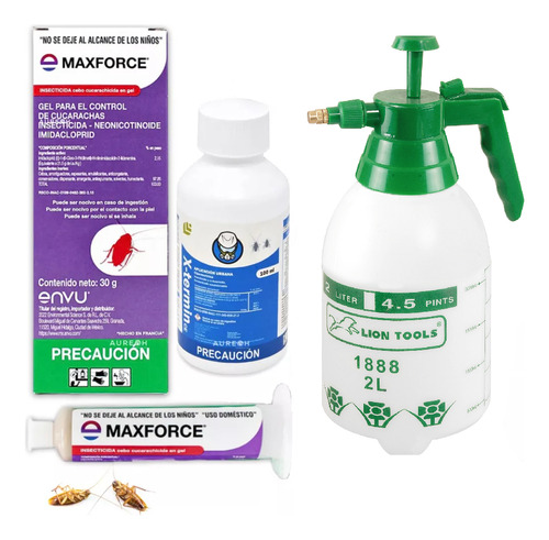 Kit Mata Cucarachas Maxforce Gel X-termin Y Fumigador 2 Lt