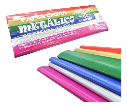 PAPEL CHINA COLORES C/100 METALICOS PASCUA –