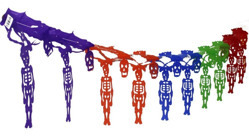Decoración Festón Esqueleto Multicolor Día De Muertos 30 Pza