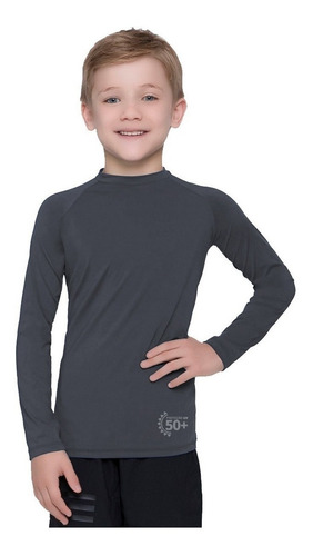 Camiseta Blusa Camisa Proteção Solar Uv 50 Infantil Cinza