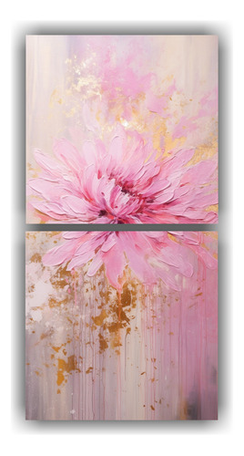 100x50cm Cuadro Decorativo Rosa Y Blanco Estilo Diseño Mode