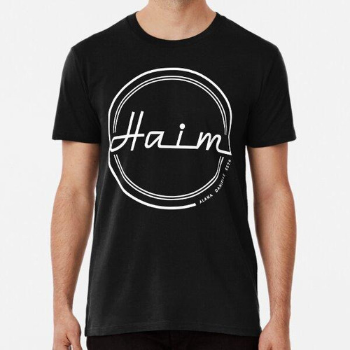 Remera Logotipo De Vinilo Haim En Blanco Algodon Premium