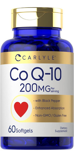 Carlyle | Coq-10 W/ Black Pepper | 200 Mg En 2 Cap | 60 Caps