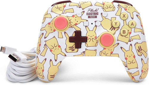 Control Para Nintendo Switch Alambrico Marca Powera Pikachu