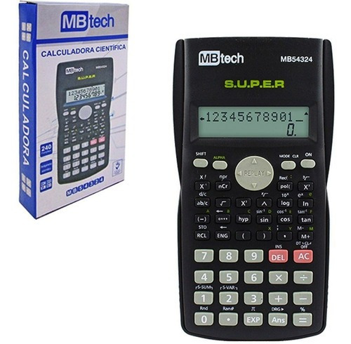 Calculadora científica con 240 funciones para trigonometría en color negro