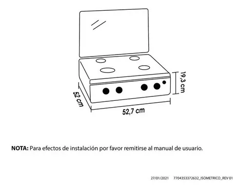 Estufa De Mesa Avellana V Gas Propano Plata Haceb Color Plateado Tipo De Conexión Gas Envasado 110v