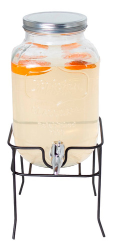 Frasco Dispenser Canilla Con Soporte Vidrio 4 Litros Jugos