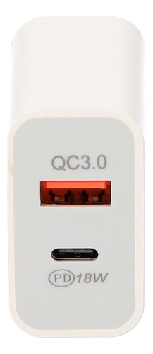 Cargador Usb 3.0 Tipo C Y Usb 18w Carga Rápida Celulartablet Color Blanco