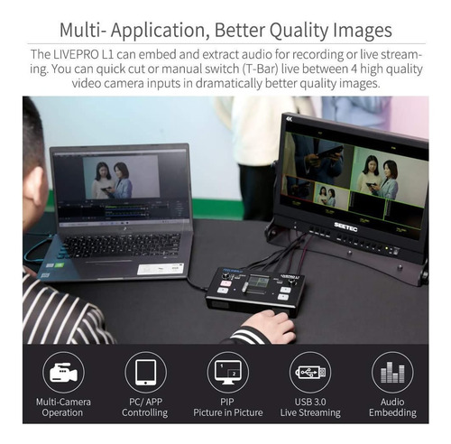 Imagen 5 de 8 de Mezclador De Video Feelworld Livepro L1 4 Entradas Hdmi Lcd