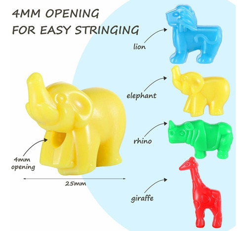 Grano Forma Animal Zoo Bead Charms Plastico Colorido Diy