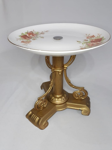 Masitero De Porcelana Antiguo Y Pie De Metal (Usado)