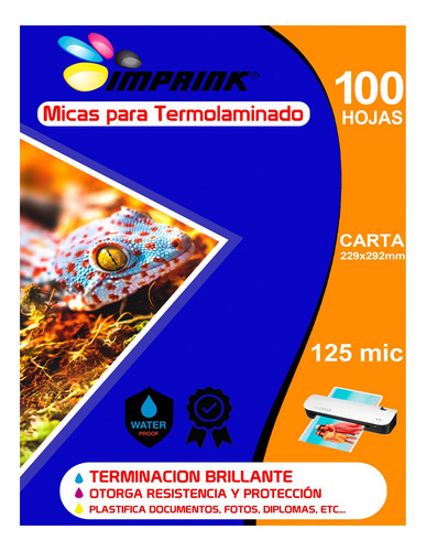 100 Micas  Termolaminadora Plastificadora Carta 125mic