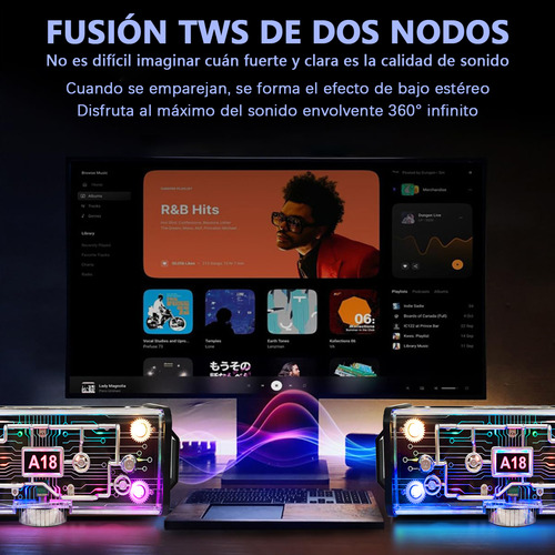 Bocina Bluetooth Portátil Altavoz Subwoofer Speaker Negras Con Rgb Led Altavoces Para Computadora Con Auxilia Tf Usb