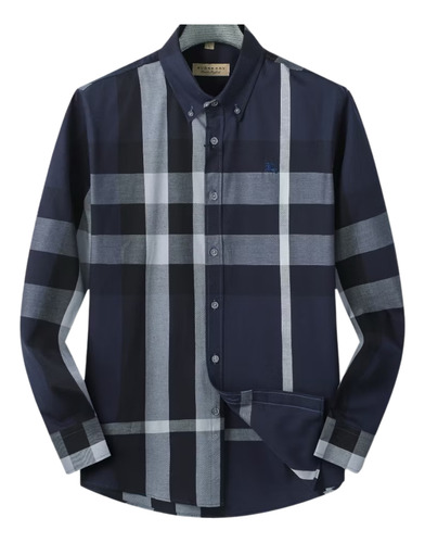 Camisa Tradicional A Cuadros, Azul