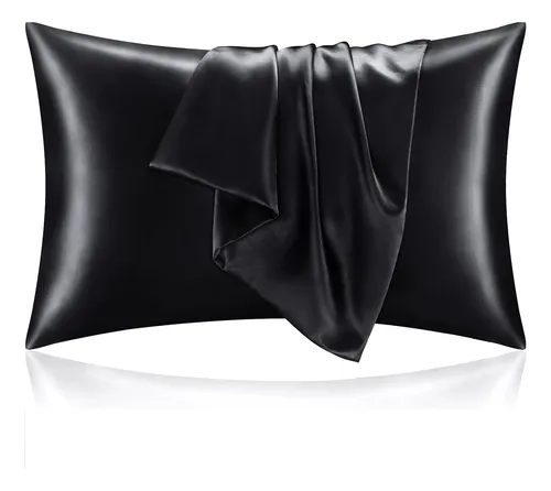 Funda Para Almohada En Satin Anti Frizz Cuida Cabello Negro