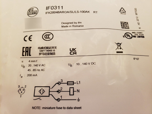 Ifm Electronic Ifk2004baroa/sl/ls-100ak Rt Inductive Sen Bbd