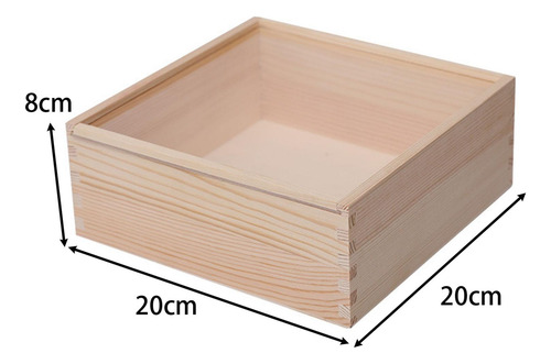 Caja De Almacenamiento De Madera, Contenedor 20cmx20cmx8cm