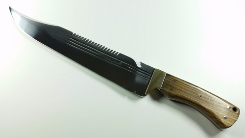 Faca Gaúcha Sobrevivência Rambo Três Listras Full Tang Inox Cor Madeira