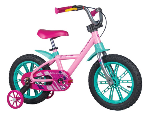 Bicicleta Aro 14 First Pro Feminina Nathor Verde E Rosa