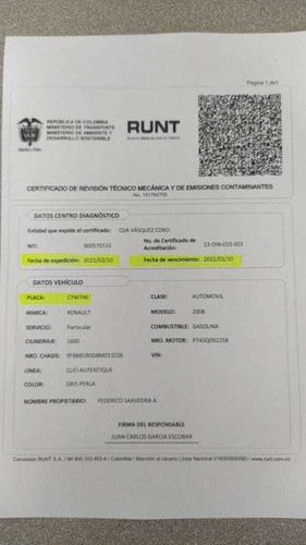 Renault Clio Autentique 2008 En Perfecto Estado Poco Km!!