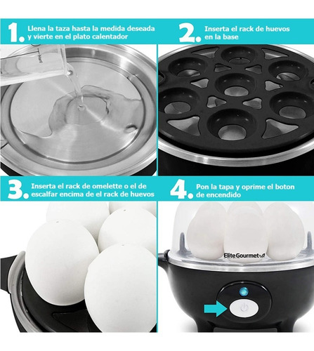 Imagen 6 de 10 de Cocedor De Huevos Automático Huevera Elite 7 Huevos Cocina