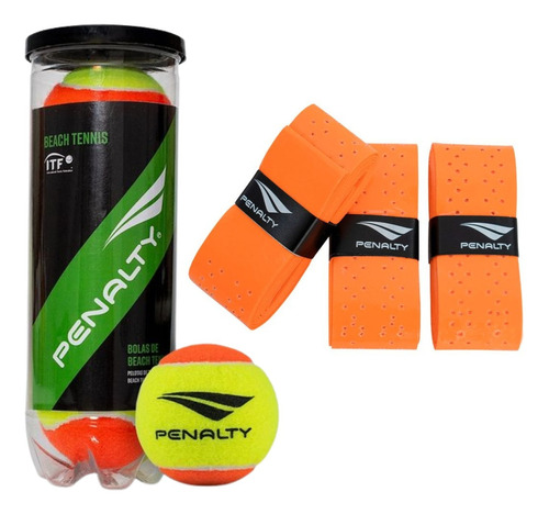 Bola De Beach Tennis Penalty Kit Com 3 Und Bolinha Overgrip