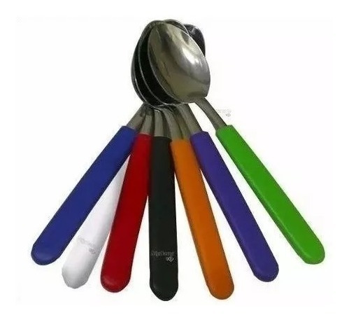 Cucharita  Te X12 Acero Carol Mango Plastico Colores Calidad