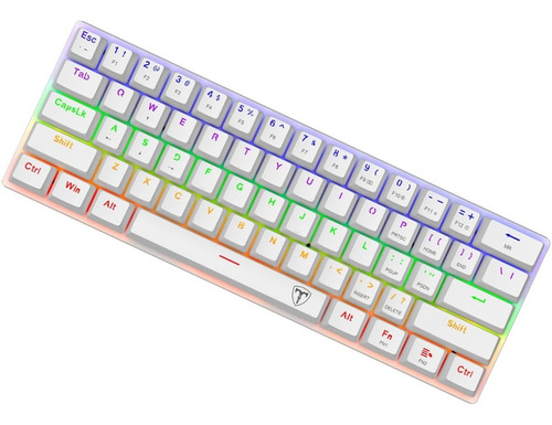 Imagen 3 de 9 de Teclado Gamer Mecanico 60% T-dagger T-tgk321w Arena Blanco F