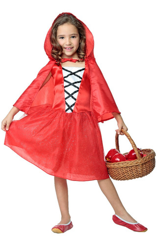 Imagen 1 de 1 de Disfraz Niña Capa Roja Halloween Fiesta Divertido Caperucita