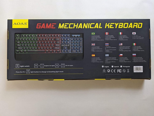 Teclado Gamer Led Mecânico Luz Abnt Com Apoio Luzes Usb Abnt Cor De Teclado Preto