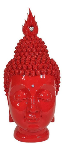 Buda Cabeça Busto Imagem Estátua Resina Cor Vermelho Premium