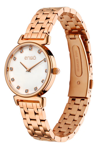 Reloj De Pulsera Enso Para Mujer Ew1076l1 Oro Rosa Correa Acero