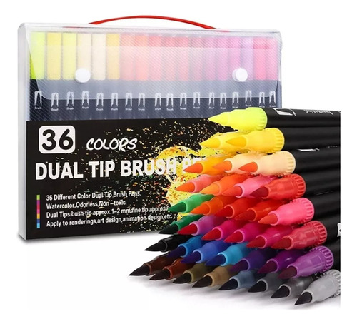 Marcadores Plumones Punta De Pincel Dual Brush 36 Colores