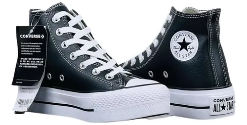Converse negras top cuero 40
