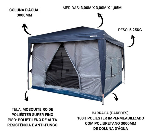 Gazebo Articulado Trixx 3x3 Nautika + Barraca Transform 10