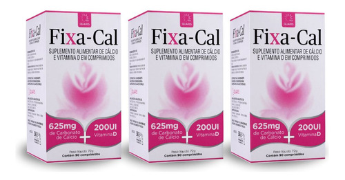 3 Fixa-cal Carbonato Cálcio 625mg +vitamina D 90cp